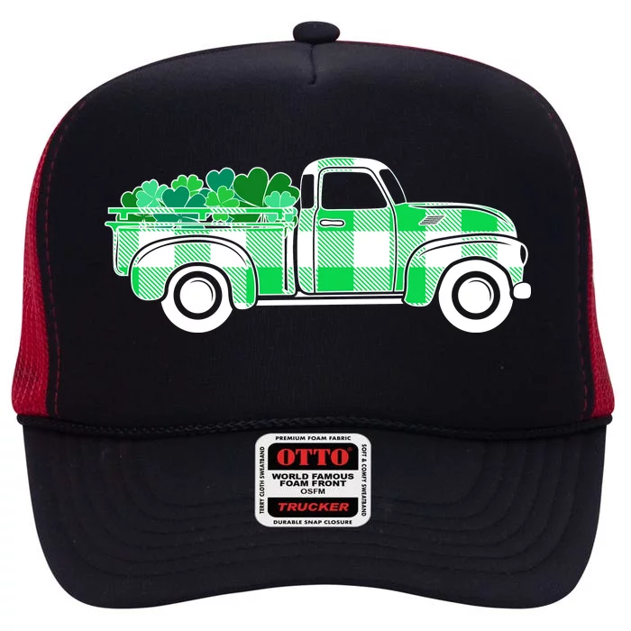 St Patrick's Day Truck Full of Clovers High Crown Mesh Trucker Hat