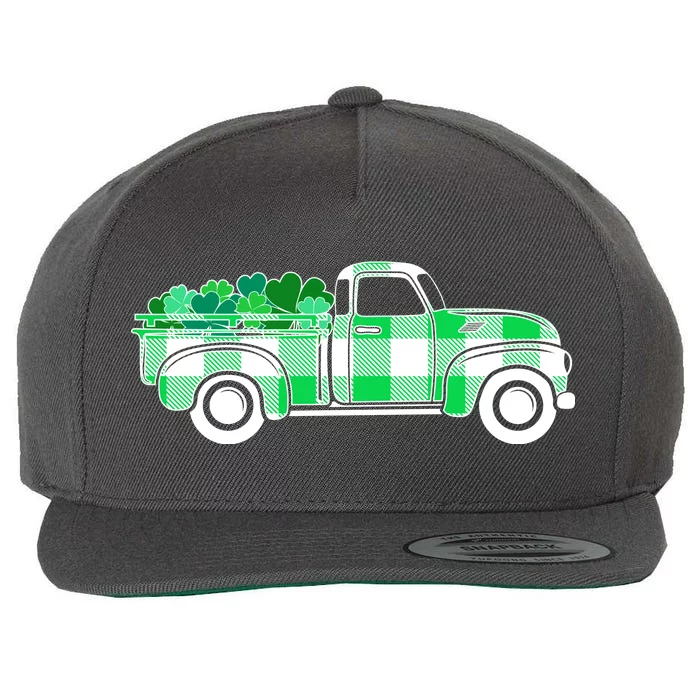 St Patrick's Day Truck Full of Clovers Wool Snapback Cap