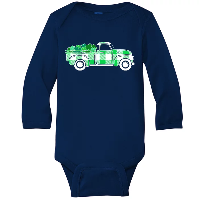 St Patrick's Day Truck Full of Clovers Baby Long Sleeve Bodysuit