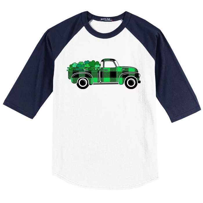 St Patrick's Day Truck Full of Clovers Baseball Sleeve Shirt