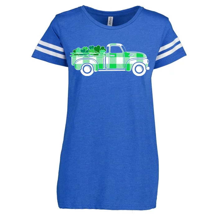 St Patrick's Day Truck Full of Clovers Enza Ladies Jersey Football T-Shirt