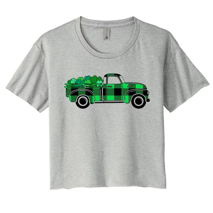 St Patrick's Day Truck Full of Clovers Women's Crop Top Tee