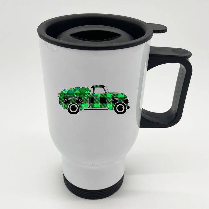 St Patrick's Day Truck Full of Clovers Front & Back Stainless Steel Travel Mug