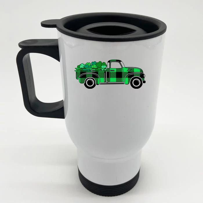 St Patrick's Day Truck Full of Clovers Front & Back Stainless Steel Travel Mug