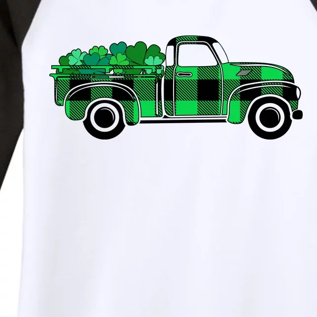 St Patrick's Day Truck Full of Clovers Women's Tri-Blend 3/4-Sleeve Raglan Shirt