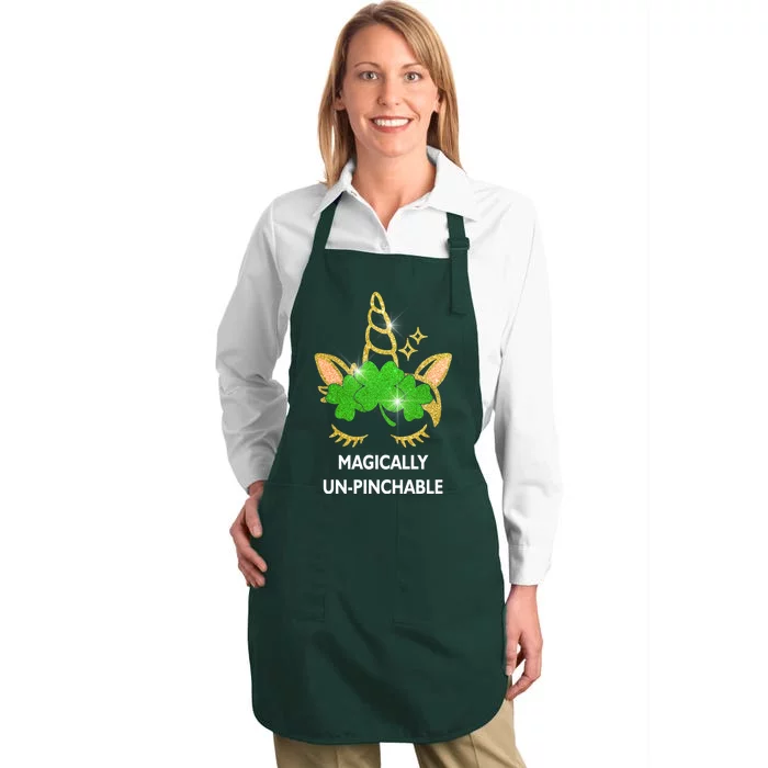 St Patrick's Day Unicorn Magically Un-Pinchable Full-Length Apron With Pocket