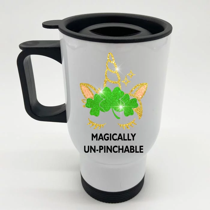 St Patrick's Day Unicorn Magically Un-Pinchable Front & Back Stainless Steel Travel Mug