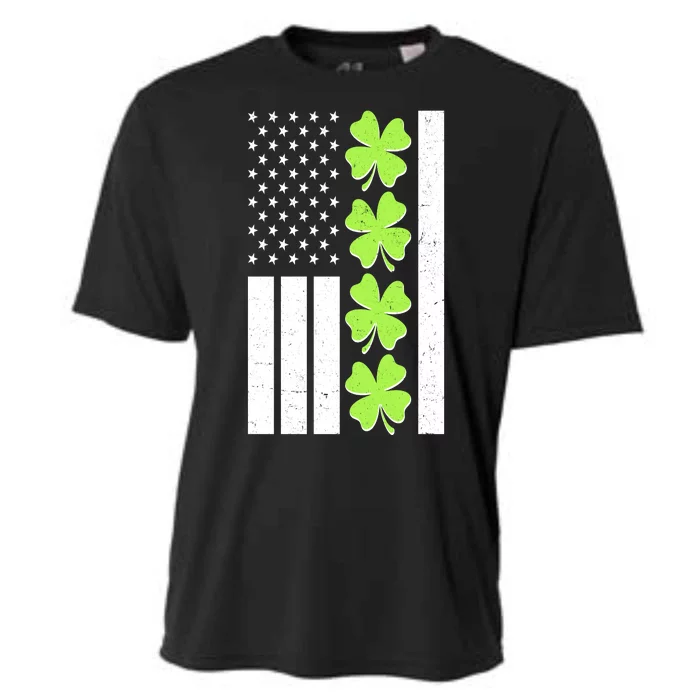 St Patrick's Day USA American Flag Shamrock Clovers Cooling Performance Crew T-Shirt