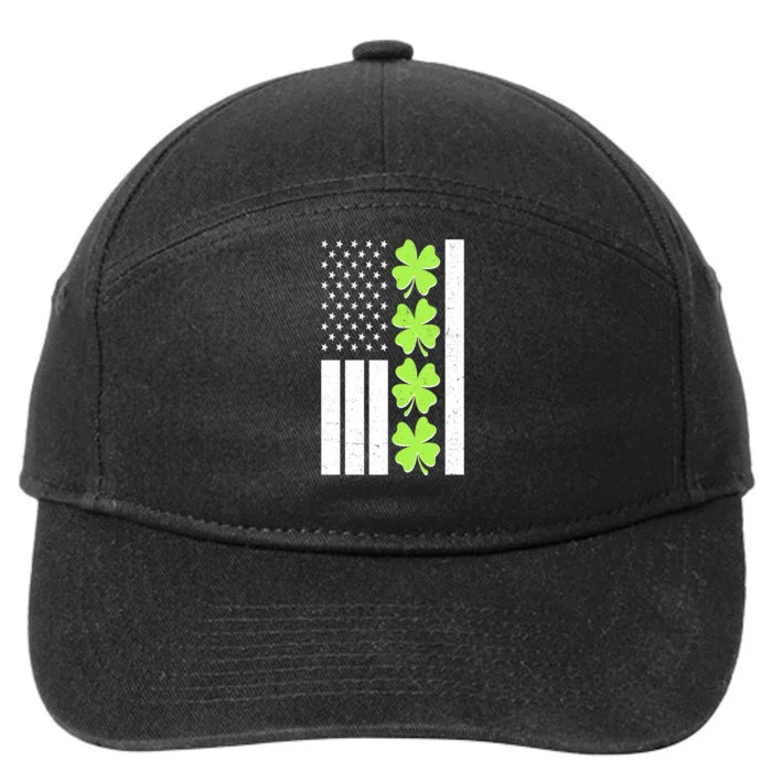 St Patrick's Day USA American Flag Shamrock Clovers 7-Panel Snapback Hat