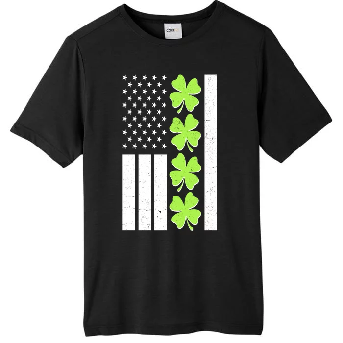 St Patrick's Day USA American Flag Shamrock Clovers ChromaSoft Performance T-Shirt