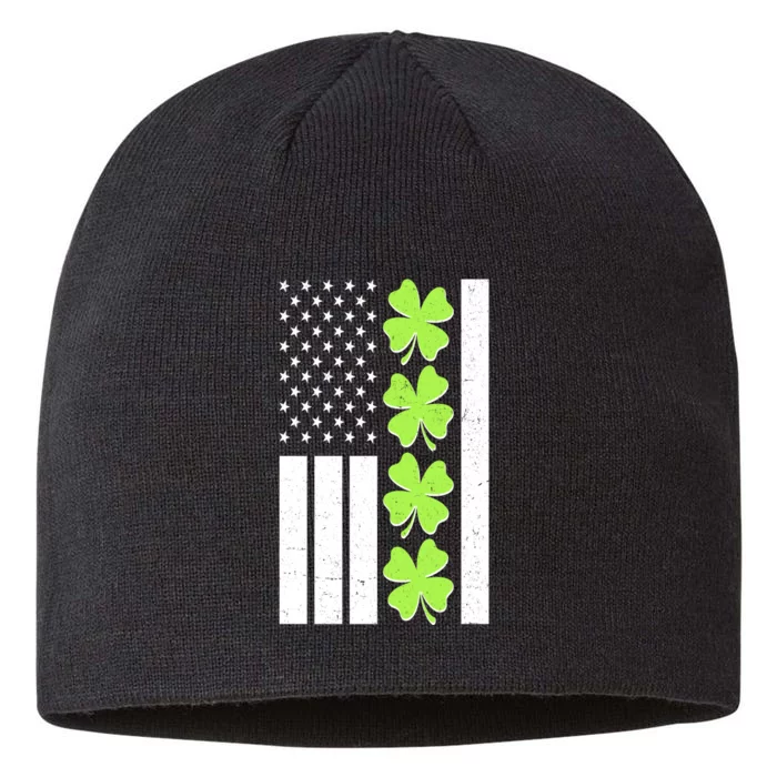 St Patrick's Day USA American Flag Shamrock Clovers 8 1/2in Sustainable Knit Beanie