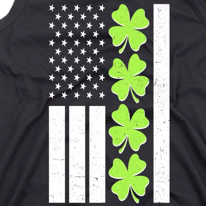 St Patrick's Day USA American Flag Shamrock Clovers Tank Top