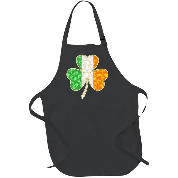 St Patrick's Day Video Gamer Shamrock Clover Full-Length Apron With Pocket