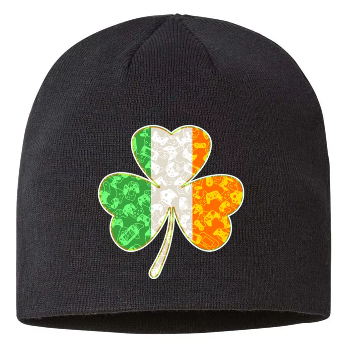 St Patrick's Day Video Gamer Shamrock Clover 8 1/2in Sustainable Knit Beanie