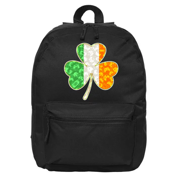 St Patrick's Day Video Gamer Shamrock Clover 16 in Basic Backpack