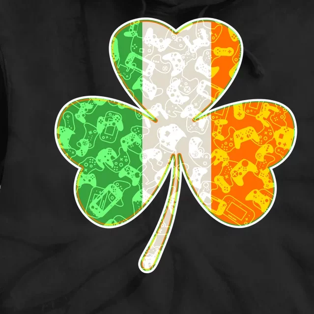 St Patrick's Day Video Gamer Shamrock Clover Tie Dye Hoodie