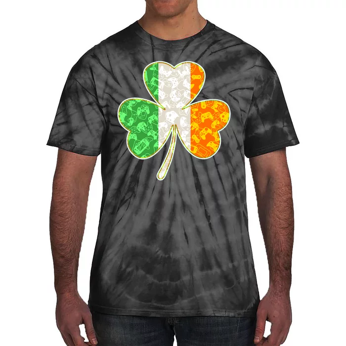 St Patrick's Day Video Gamer Shamrock Clover Tie-Dye T-Shirt