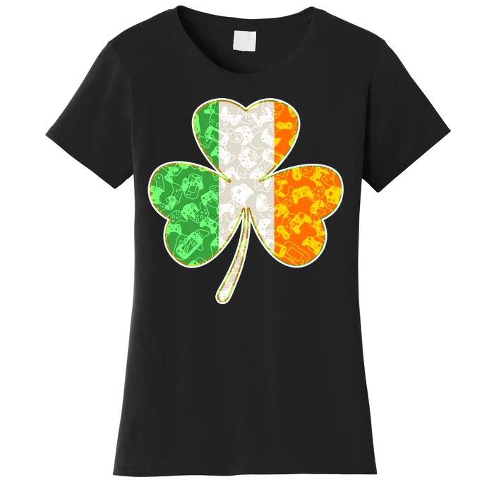 St Patrick's Day Video Gamer Shamrock Clover Women's T-Shirt