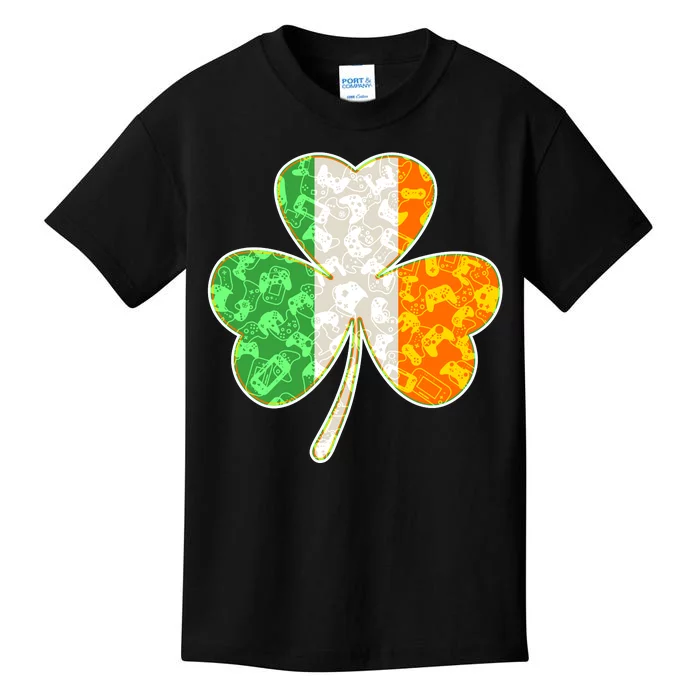 St Patrick's Day Video Gamer Shamrock Clover Kids T-Shirt