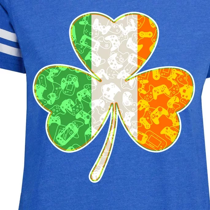 St Patrick's Day Video Gamer Shamrock Clover Enza Ladies Jersey Football T-Shirt