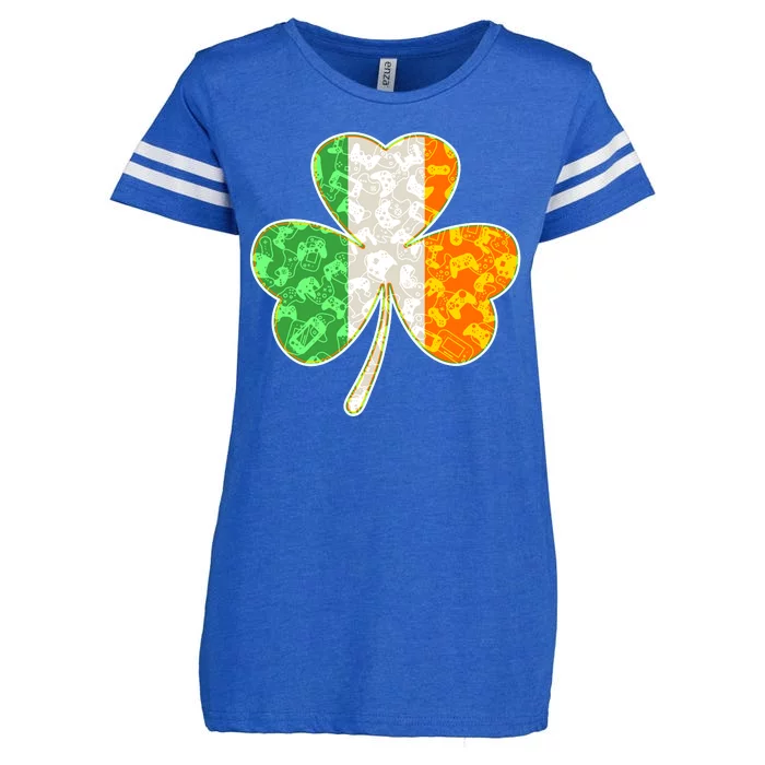 St Patrick's Day Video Gamer Shamrock Clover Enza Ladies Jersey Football T-Shirt