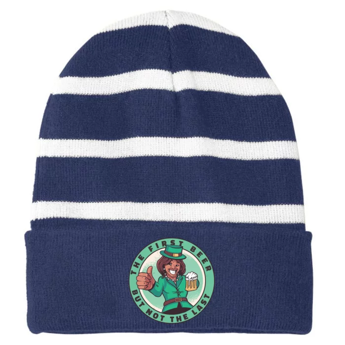 St Patricks Kamala Harris Striped Beanie with Solid Band