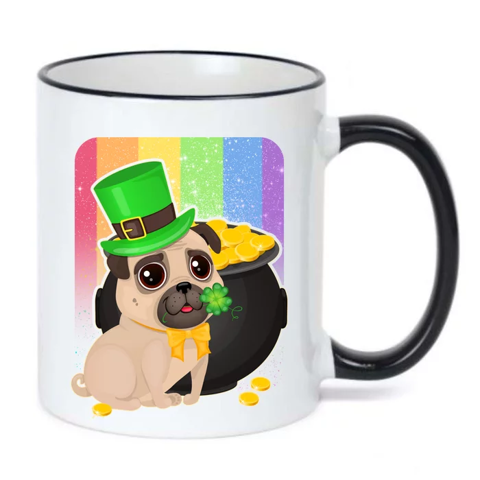 St Patrick's Pug Pot Of Gold Black Color Changing Mug