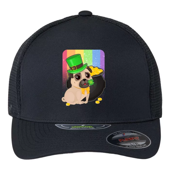 St Patrick's Pug Pot Of Gold Flexfit Unipanel Trucker Cap