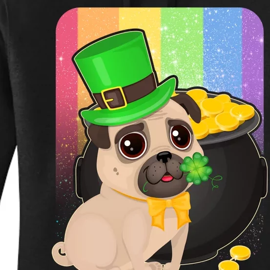 St Patrick's Pug Pot Of Gold Women's Pullover Hoodie