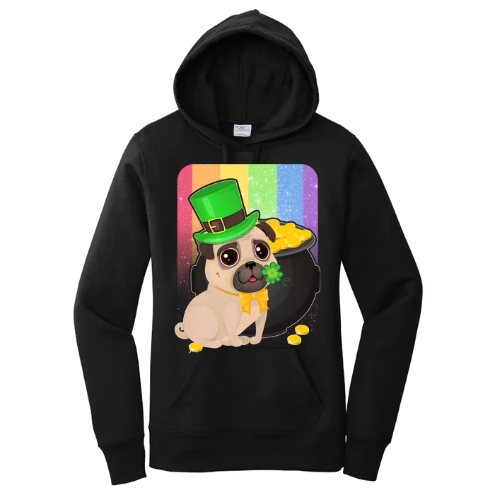 St Patrick's Pug Pot Of Gold Women's Pullover Hoodie