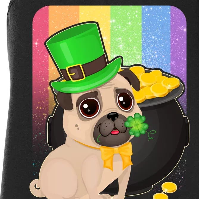 St Patrick's Pug Pot Of Gold Women's Racerback Tank