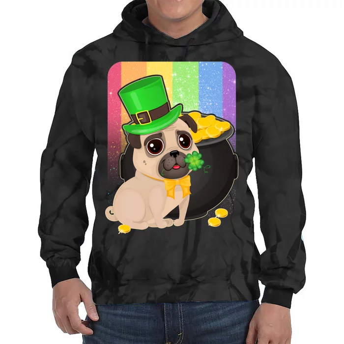 St Patrick's Pug Pot Of Gold Tie Dye Hoodie