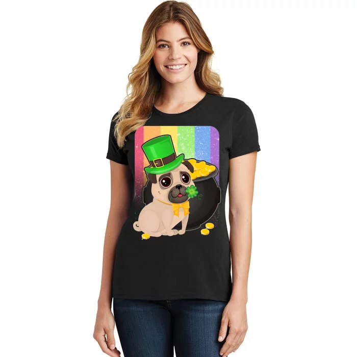 St Patrick's Pug Pot Of Gold Women's T-Shirt