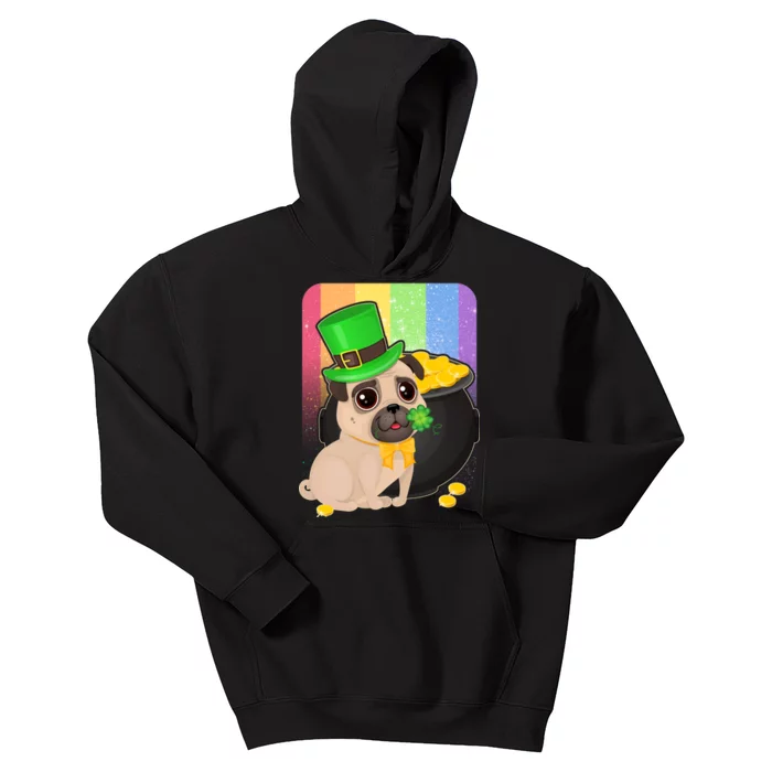 St Patrick's Pug Pot Of Gold Kids Hoodie