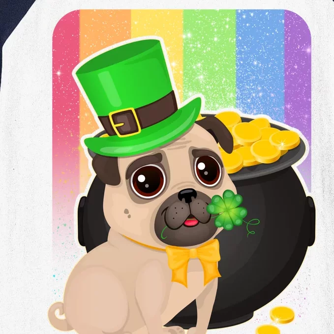 St Patrick's Pug Pot Of Gold Baseball Sleeve Shirt