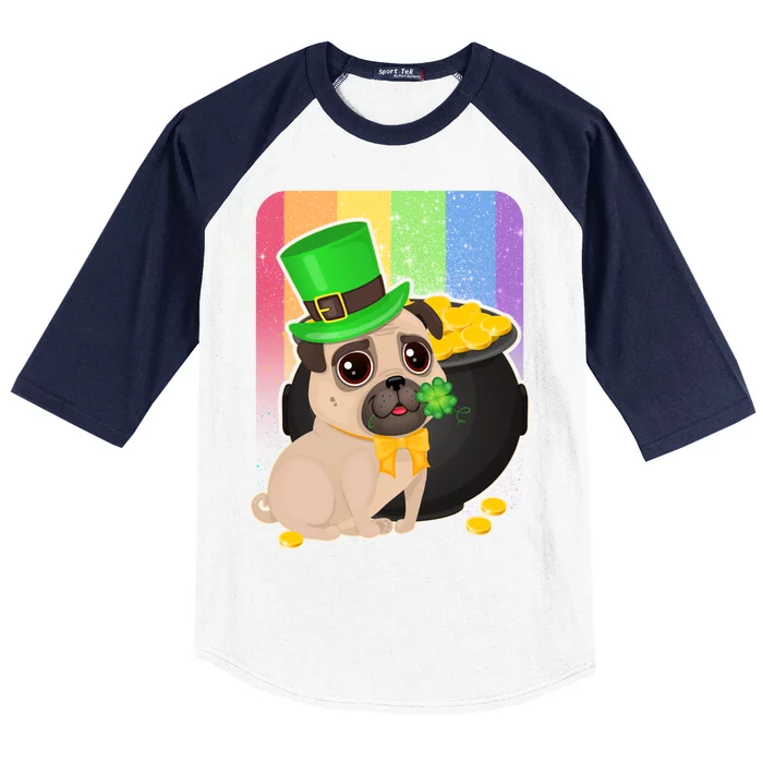 St Patrick's Pug Pot Of Gold Baseball Sleeve Shirt