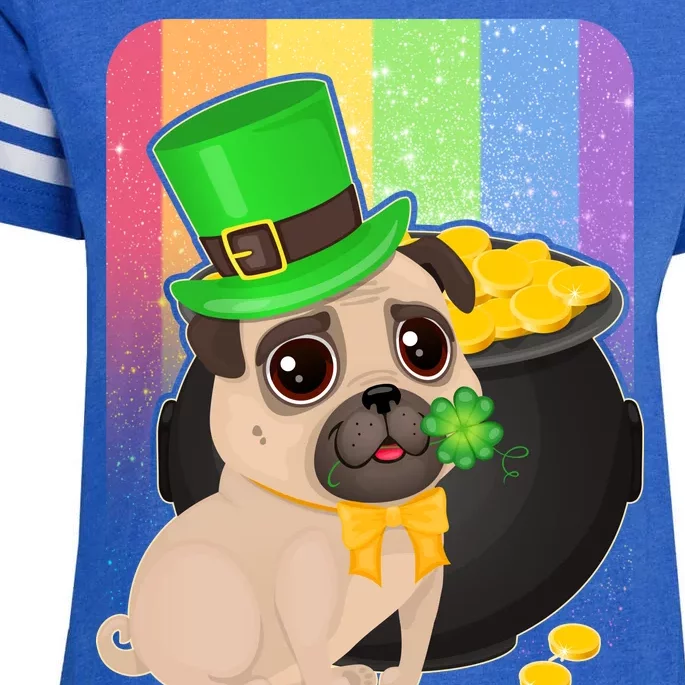 St Patrick's Pug Pot Of Gold Enza Ladies Jersey Football T-Shirt