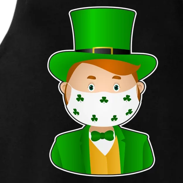 St Pattys Day Quarantine Leprechaun Masked Ladies Tri-Blend Wicking Tank