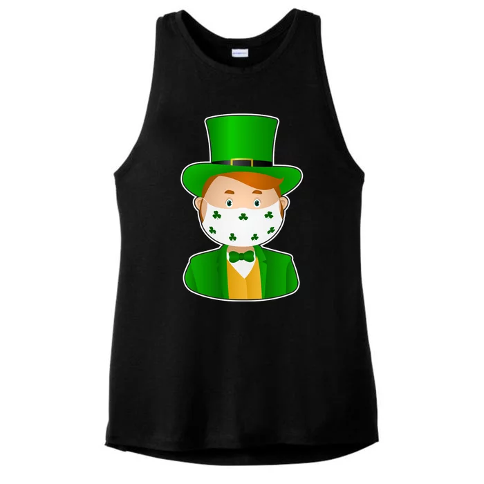 St Pattys Day Quarantine Leprechaun Masked Ladies Tri-Blend Wicking Tank