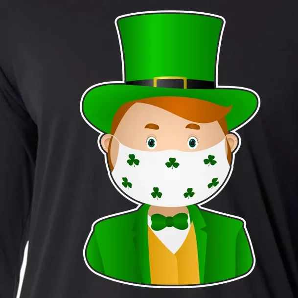 St Pattys Day Quarantine Leprechaun Masked Cooling Performance Long Sleeve Crew