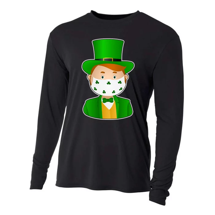 St Pattys Day Quarantine Leprechaun Masked Cooling Performance Long Sleeve Crew