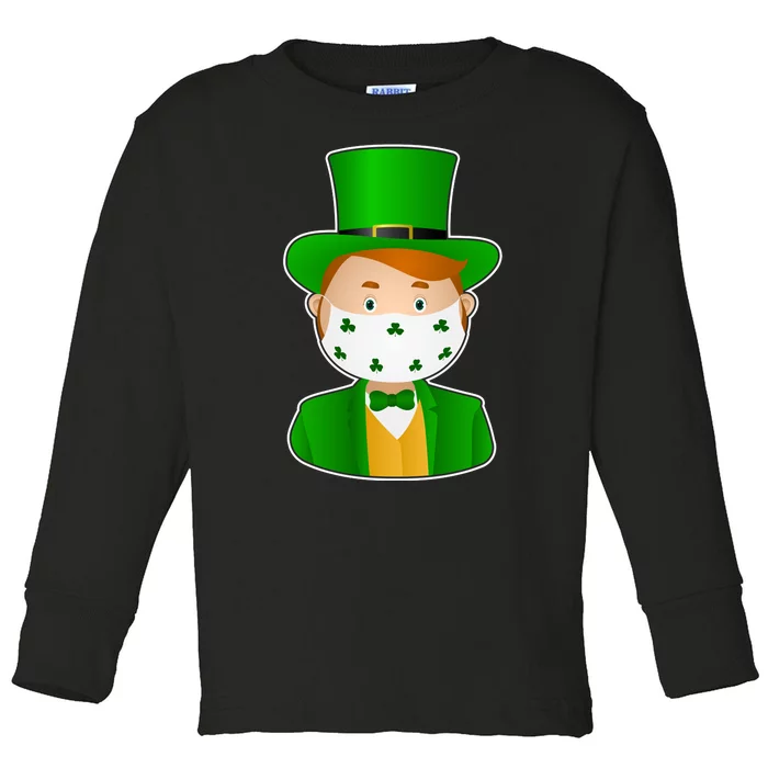 St Pattys Day Quarantine Leprechaun Masked Toddler Long Sleeve Shirt