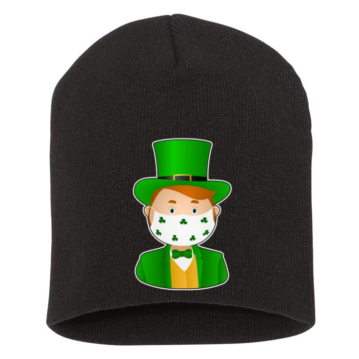 St Pattys Day Quarantine Leprechaun Masked Short Acrylic Beanie