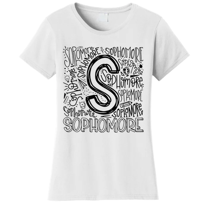 Sophomore Tenth 10th Grade Typography Back To School Women's T-Shirt