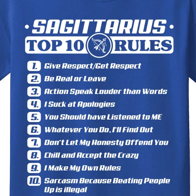 Sagittarius Top 10 Rules Zodiac Gift Kids T-Shirt