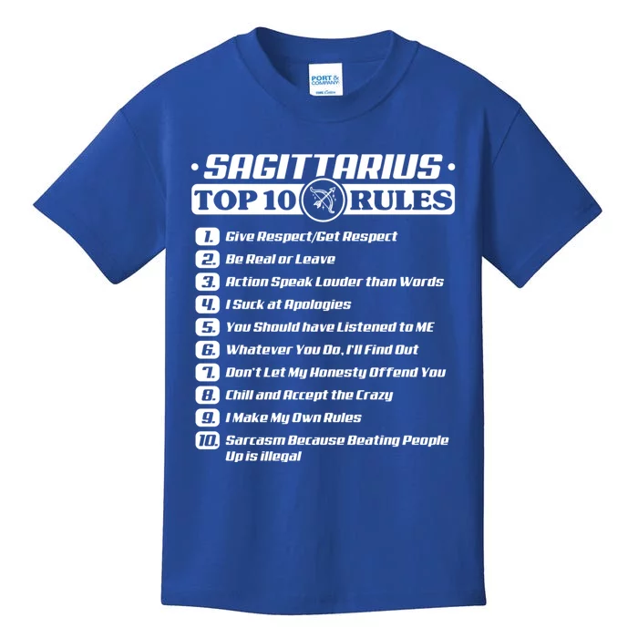 Sagittarius Top 10 Rules Zodiac Gift Kids T-Shirt