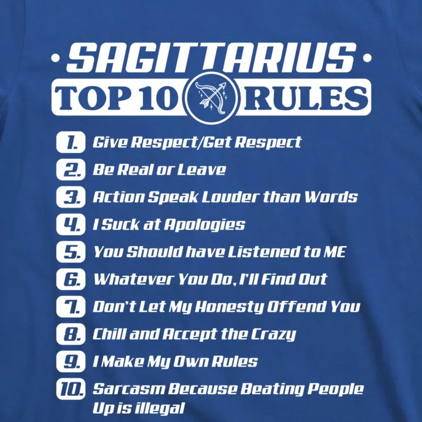 Sagittarius Top 10 Rules Zodiac Gift T-Shirt