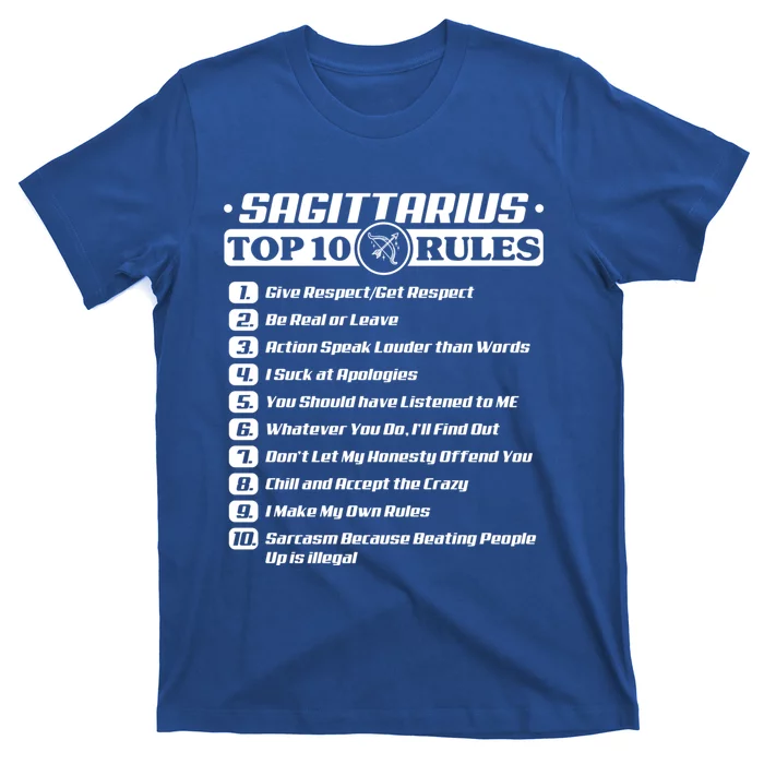 Sagittarius Top 10 Rules Zodiac Gift T-Shirt