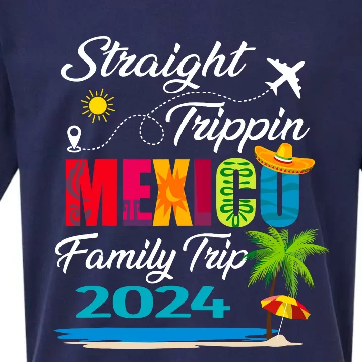 Straight Trippin 2024 Family Vacation Trip Mexico Matching Sueded Cloud Jersey T-Shirt