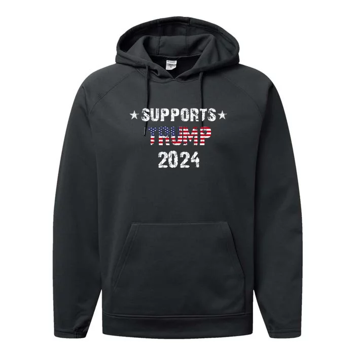 Supports Trump 2024 Vote Usa Performance Fleece Hoodie